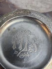 2 Silver Plate Etched Monogram Coasters 4" Round Vintage Collector Religous Item