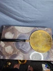 Brass Catholic Communion Paten w/ Wood Handle Vintage Religious Accessory