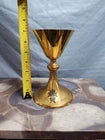 Gold Plated Chalice Goblet Ornate Church Ritual Decor 9" Tall Vintage