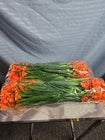 12 Bundles Artificial Orange Flowers Outdoor UV Resistant Plastic Decor