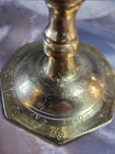 Solid Brass Octagonal Base Candlestick Holders 9" Etched India Vintage Collector