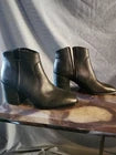 Vionic Women's Black Leather Side Zip Ankle Booties Block Heel Size 9 Orthopedic
