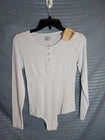 Popilush Modal Long Sleeve Henley Bodysuit White XL/XXL
