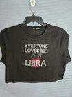 Women's Black Rhinestone Crop Top "Everyone Loves Me I'm A LIBRA" Tee size 2x