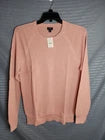 J Crew Mens XL Pink Waffle Knit Crewneck Sweater Cotton Preppy Spring Summer