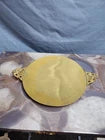 Gold Plated Brass Round Communion Paten with Ornate handles Antique Vintage