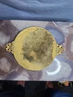 Gold Plated Brass Round Communion Paten with Ornate handles Antique Vintage
