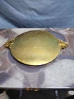 Gold Plated Brass Round Communion Paten with Ornate handles Antique Vintage