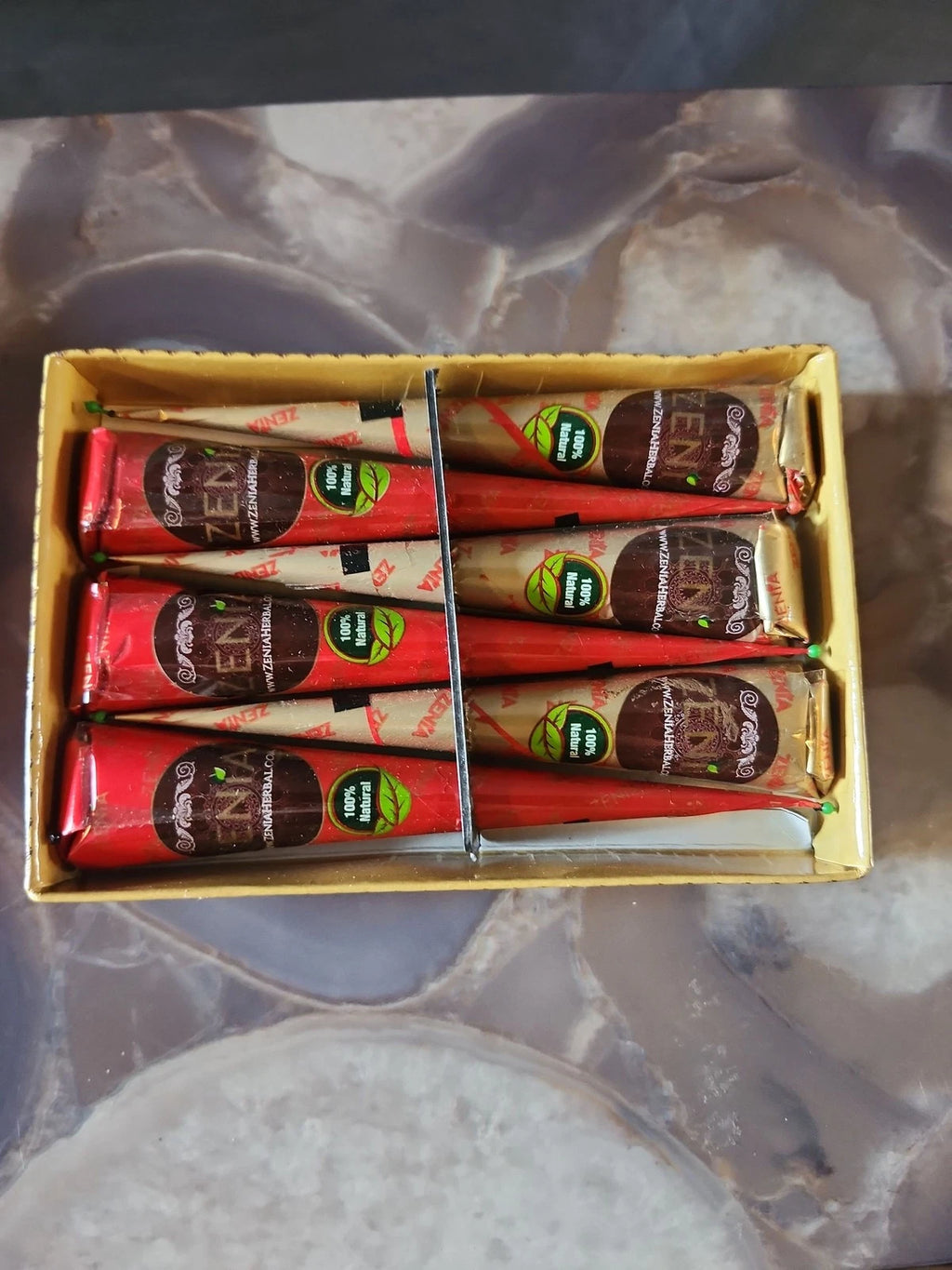 Zenia 6 Cones Natural Henna Paste Body Art Tattoo Dye