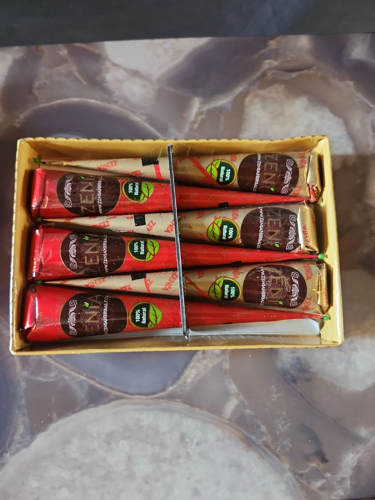 Zenia 6 Cones Natural Henna Paste Body Art Tattoo Dye