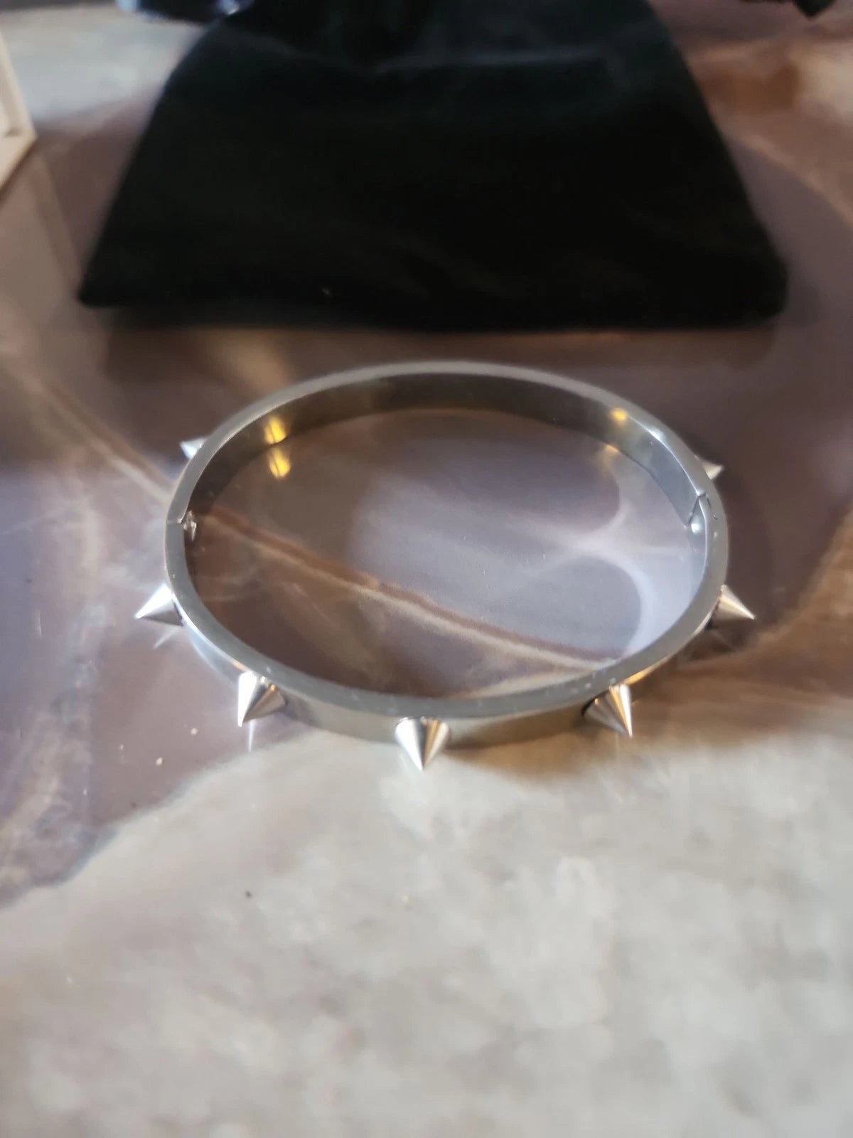 Artizan Joyeria Spike Bangle Gold Tone Stainless Steel Size Small/medium