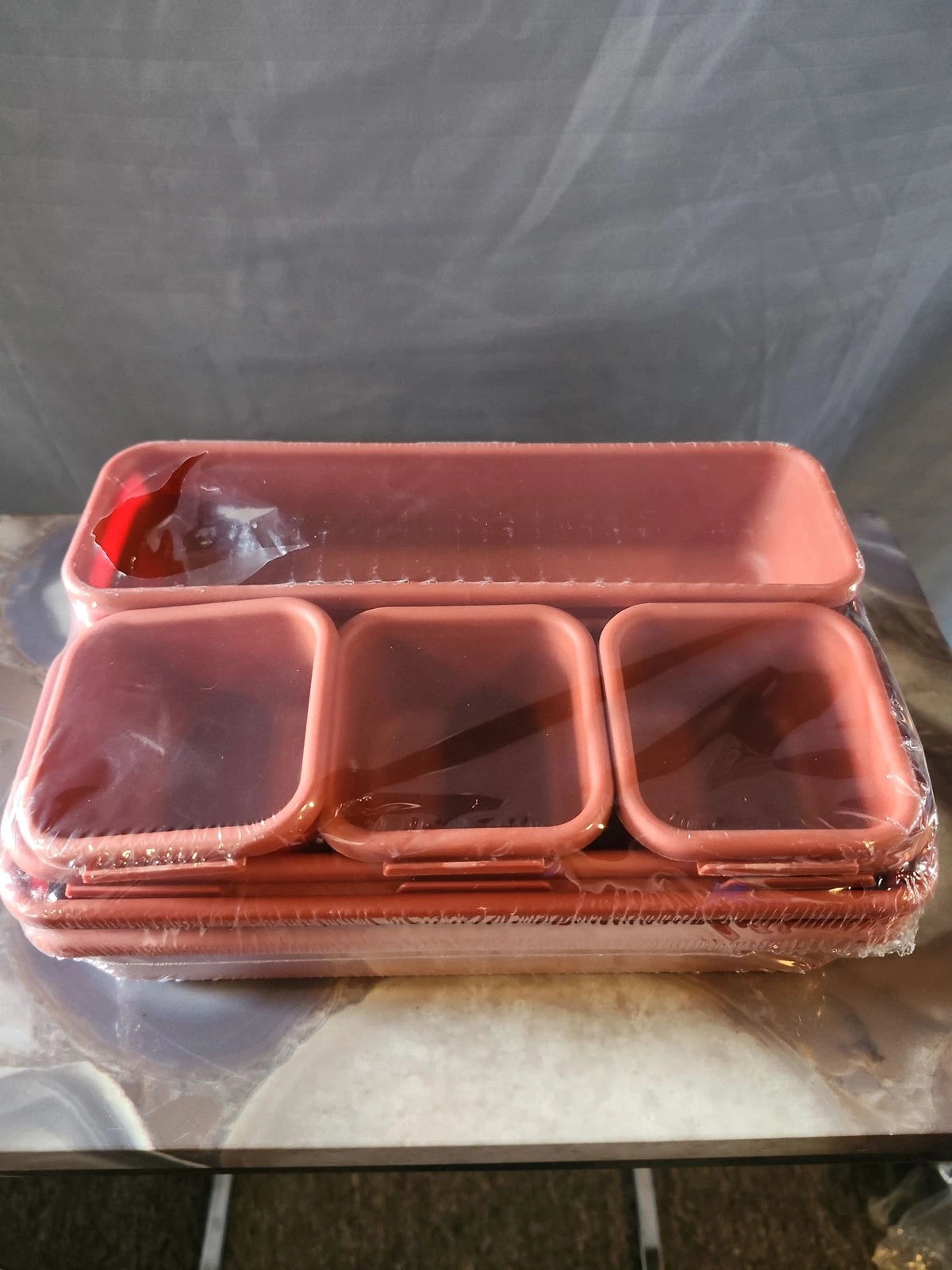 Oggi 4-Piece Interlocking Storage Bins Organizer Set Pink Rose