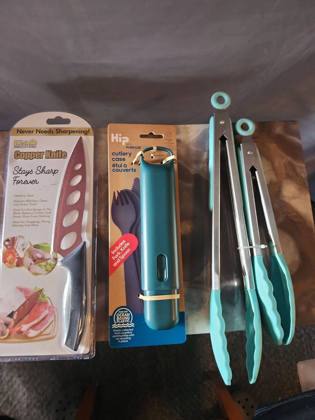 HIP Cutlery Set Fork Knife Spoon Case Teal Ocean Plastic