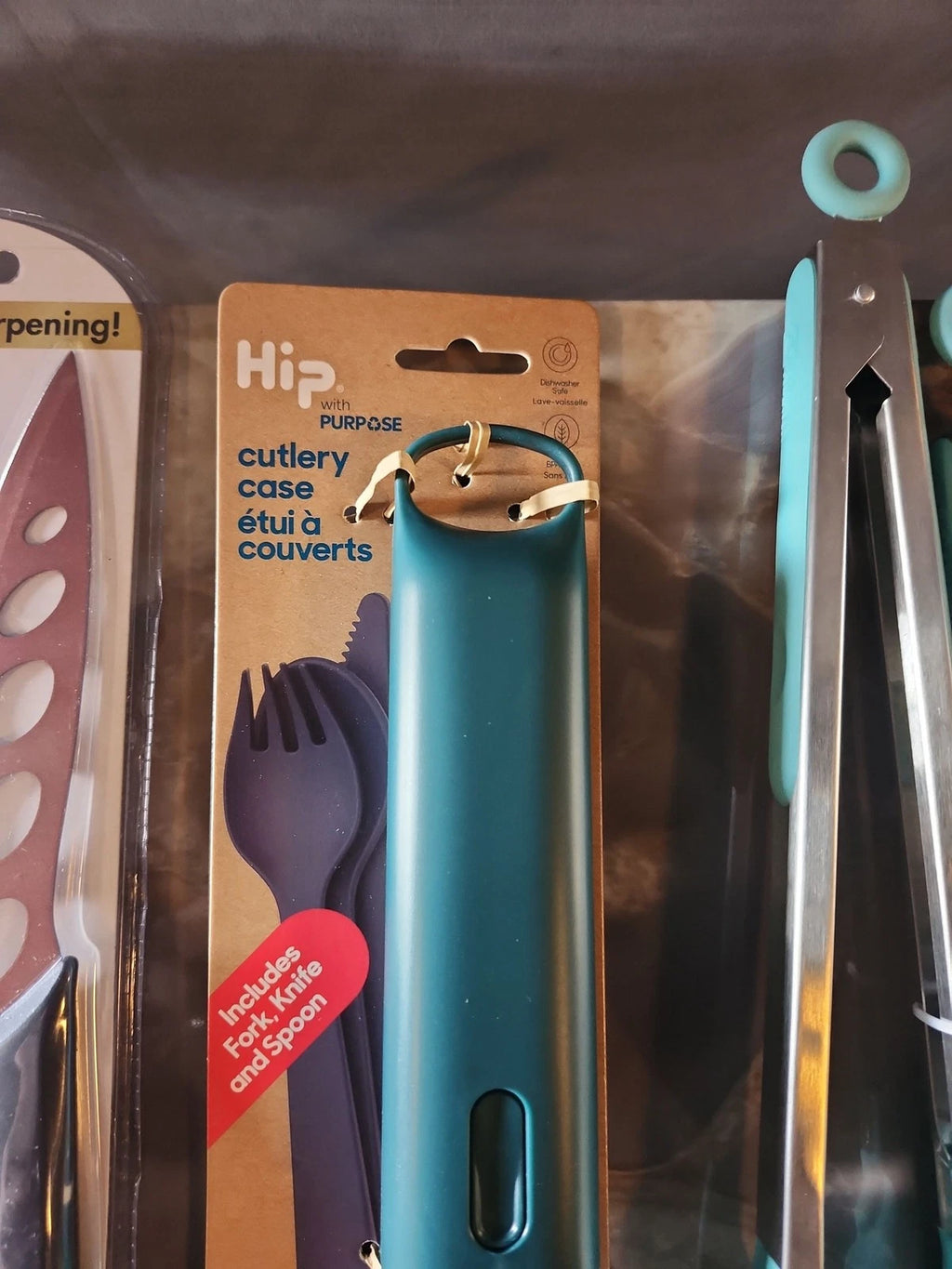 HIP Cutlery Set Fork Knife Spoon Case Teal Ocean Plastic